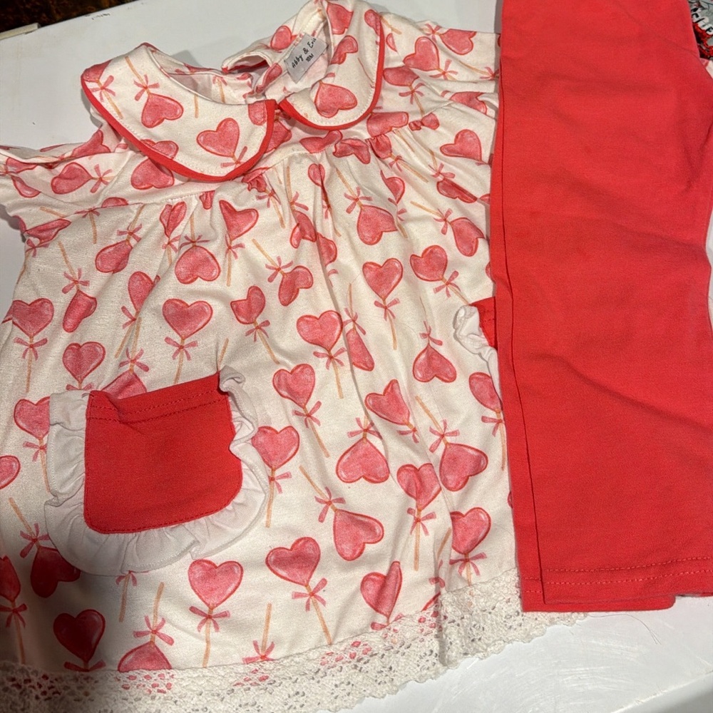 Girls Heart Print Pink Set